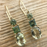 Olive Green Irregular Geometric Drop Earrings