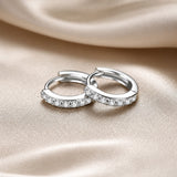 Minimalist Crystal White Gold Hoop Earrings