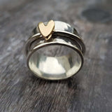 Vintage Silver Golden Heart Ring