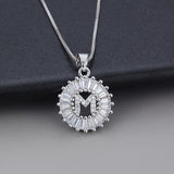 White Gold Initial Letter Zirconia Necklace