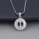 White Gold Initial Letter Zirconia Necklace