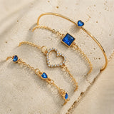 Sapphire Golden Hearts Bracelet Set