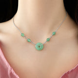 Jade Donut Pendant Bead Necklace