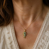 Gold Seahorse Turquoise Pendant Necklace