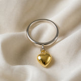 Dangling Heart Silver Ring