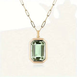 Elegant Emerald Paperclip Link Necklace