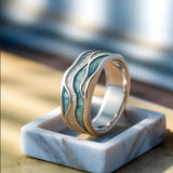 Turquoise Ocean Wave Silver Ring