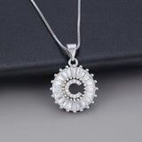 White Gold Initial Letter Zirconia Necklace