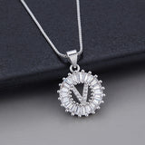 White Gold Initial Letter Zirconia Necklace