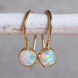 Timeless Gold Plated White Opal Earrings
