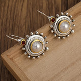 Bohemian Pearl Sunburst Drop Earrings