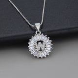 White Gold Initial Letter Zirconia Necklace