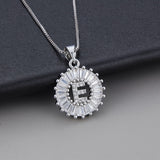 White Gold Initial Letter Zirconia Necklace