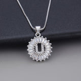 White Gold Initial Letter Zirconia Necklace