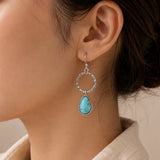 Vintage Turquoise Stone Silver Earrings