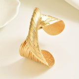 Bold Twisted Line White Gold Matte Bangle