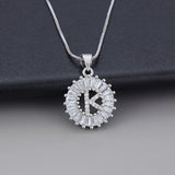 White Gold Initial Letter Zirconia Necklace