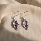 Crystal Amethyst Hook Earrings