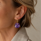 Faceted Geometric Amethyst Drop Earrings