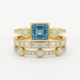 Vintage Blue Crystal Ring Set