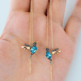 Hummingbird Enamel and Zirconia Earrings