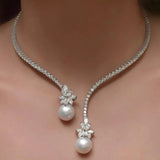 Bright Necklace with Silver Pearls