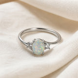 Oval Opal Twist Band Ring