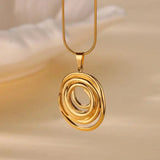Hollow Geometric Oval Necklace in Gold and Silver