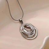 Hollow Geometric Oval Necklace in Gold and Silver