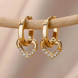 Hollow Zirconia Heart Earrings
