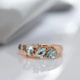 Vintage Rose Gold Blue Zircon Ring
