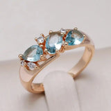 Vintage Rose Gold Blue Zircon Ring