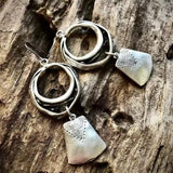 Vintage Silver Hanging Square Dangle Earrings