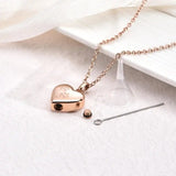 Pet Memorial Urn Necklace Heart-Shaped Pendant with Paw Engraving