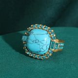 Golden Turquoise Stone Zirconia Ring