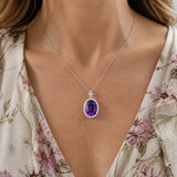 Solitaire Halo Pendant Necklace