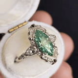 Emerald Marquise Halo Ring