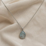 Vintage Silver Swirl Teardrop Necklace