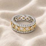 White Gold Double Row Zirconia Ring
