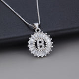 White Gold Initial Letter Zirconia Necklace