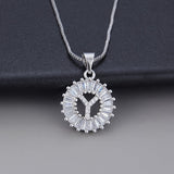 White Gold Initial Letter Zirconia Necklace