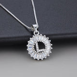 White Gold Initial Letter Zirconia Necklace