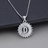 White Gold Initial Letter Zirconia Necklace