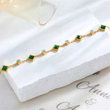 Elegant Emerald Square Station Bracelet