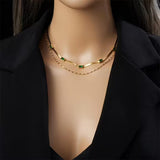Gem Double Layer Retro Gold Necklace