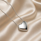 Timeless White Gold Puffy Heart Necklace