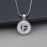 White Gold Initial Letter Zirconia Necklace