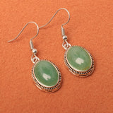Vintage Oval Green Jade Earrings