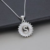 White Gold Initial Letter Zirconia Necklace
