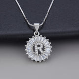White Gold Initial Letter Zirconia Necklace